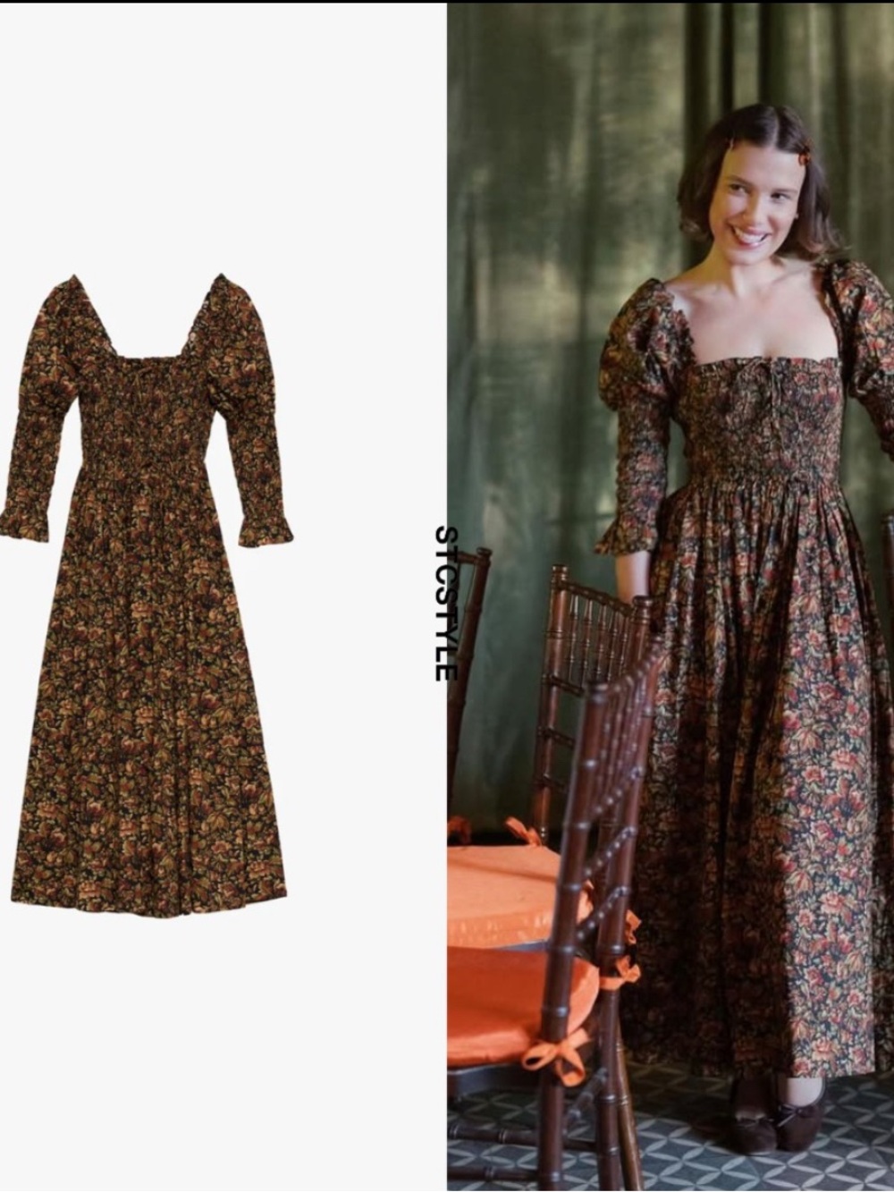SOLD DÔEN Bijou Dress Noir Rêve des Jardins Floral Organic Cotton - Picture 7 of 11